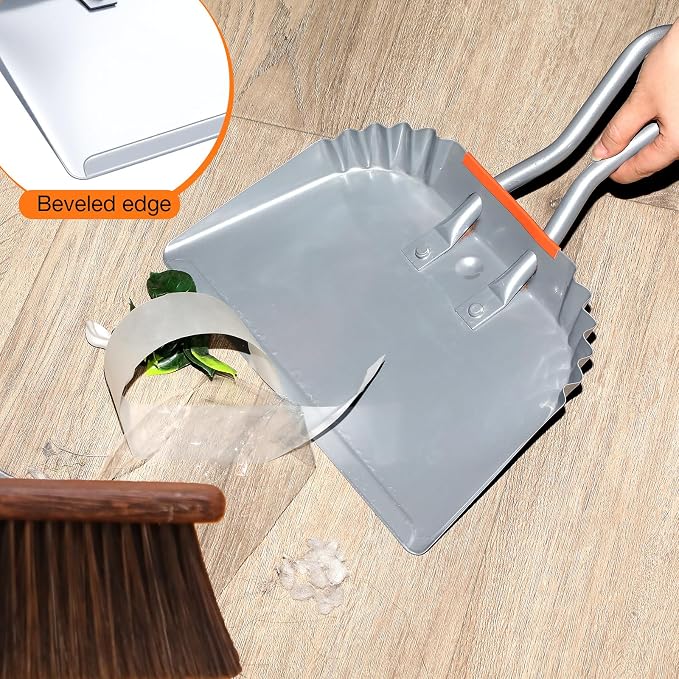 Mumufy 4 Pack Industrial Metal Dustpan 12" Heavy Duty Dust Pan with Handle Handheld Dustpan Wide Scooper Dust Debris Sweeping Tool Precision Edge Ideal for Cleaning Indoor Outdoor Surfaces (Silver)