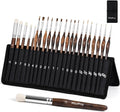 Nicpro 22 PCS Kolinsky Sable Miniature Paint Brushes Dry Brush, Professional Model Paint Brush Set with Cloth Roll, Fine Detail Artist Brush Set for Miniatures, Acrylic & Figures, Model, Watercolor