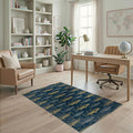 4'x6' Washable Area Rug Bass Repeating Lure Net Border Tackle Motif Angler Fish Fishing Refined Non-Slip Chair-Friendly for Home Office, Gaming Room, Under Desk