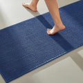 TYUU Bathroom Runner Rugs, Long Bath Mat Runner Washable Thin Quick Dry Low Pile Bathroom Runner Rugs Non Slip, Navy Blue 16"x60"
