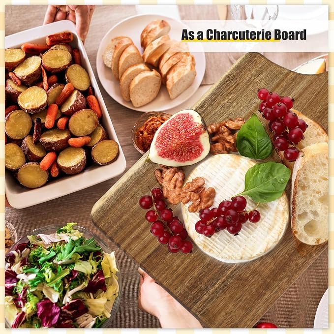 Didaey 6 Pcs Cutting Board Bulk Kitchen Thicken Chopping Platter with Handles Wooden Charcuterie Serving Trays Blank Wood Boards for Engraving Wedding Housewarming(Acacia Wood,13 x 7 Inch)