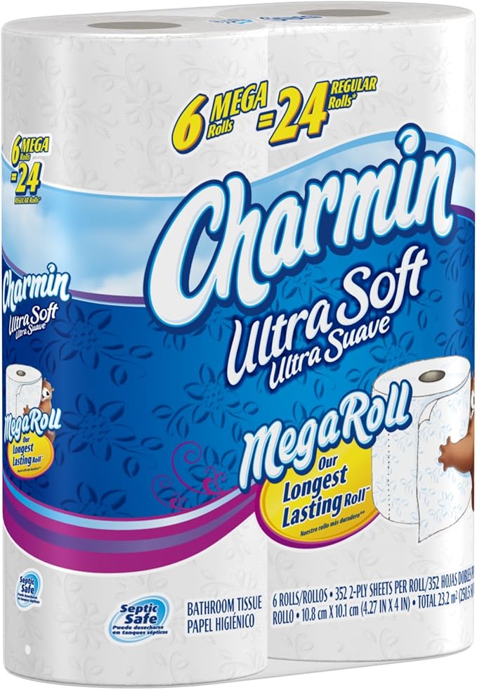 Charmin Ultra Soft, Mega Rolls, 6 Count Packs (Pack of 3) 18 Total Rolls