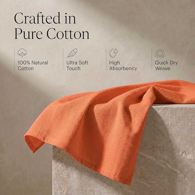 Urban Villa Kitchen Towels 100% Cotton Dish Towels for Kitchen(Set of 6) 20”x30” Dish Cloths Highly Absorbent Kitchen Linen Set with Hanging Loop Perfect for Drying Dishes Cleaning Hand Towels –Coral