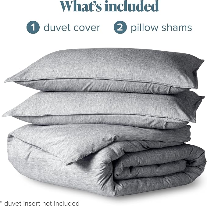 Bare Home Bedding Duvet Cover Queen Size - Premium 1800 Super Soft Collection - Lightweight, Duvet Cover - Soft Textured Bedding (Queen, Heathered Charcoal)