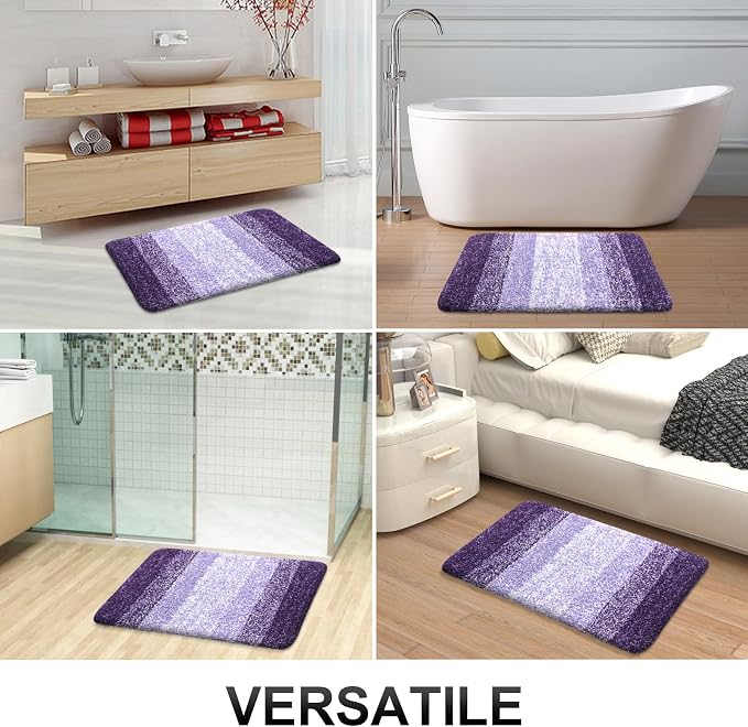 OLANLY Bathroom Runner Rugs Mat 44x24, Extra Soft Absorbent Microfiber Bath Rugs, Rubber Backing, Quick Dry, Washable Long Bath Mats for Bathroom Floor, Tub and Shower, Home Decor Accessories, Violet