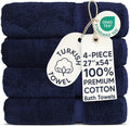 Chakir Turkish Linens 4 Piece Large Bath Towels, 100% Cotton Turkish Towels for Bathroom, Luxury Soft Absorbent Bath Towel Set, 27 x 54 Inches, Navy