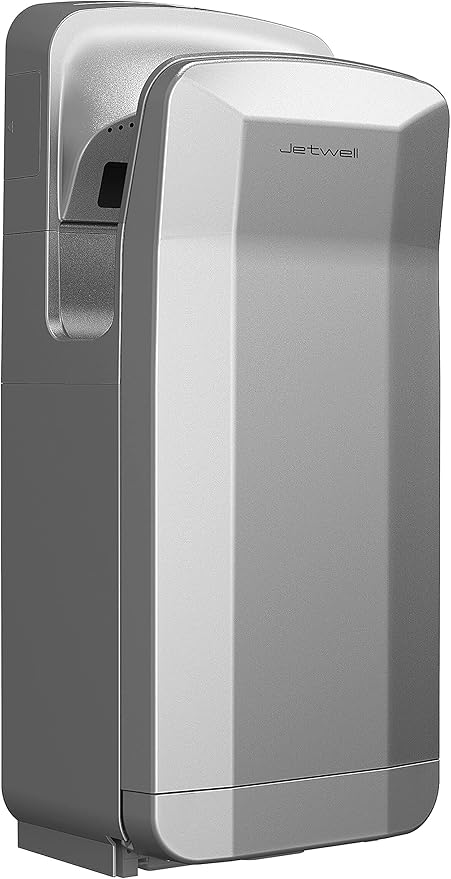 JETWELL Vertical Premium Commercial Hand Dryer- High Speed Jet Air Motor Speed Adjustable with HEPA Filter- Automatic Warm Wind Silver Gray Plastic Cover Hand Blower