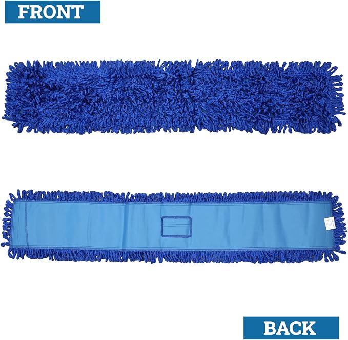 KLEEN HANDLER 36 Inch Microfiber Dust Mop, Large Washable Commercial Mop Head Replacement, Sweeper, Janitorial Supplies, Blue
