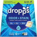 Dropps Odor & Stain Laundry Detergent Pods, Crisp Breeze (32 Count) - Powerful Laundry Pods | Complete Clean Laundry Soap | Fights Odors & Stains | Clean Ingredients | Plastic Free Packaging