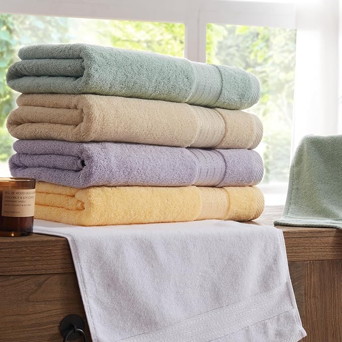 COZYART Luxury Bath Towel Set 6 Pcs, Beige 100% Turkish Cotton 650 GSM | OEKO-Tex 100 Certified Zero Twist Ring Spun, Soft Absorbent Quick Dry, Plush Fluffy, Breathable Hotel Quality for Daily Use