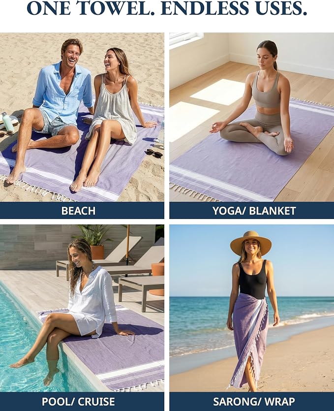 LANE LINEN Beach Towel 2 Pack, Pool Towel Oversized, for Adults - Day Break | Pre-Washed Extra Large Beach Towels - 39"x71", Vacation Essential - Machine Washable, Travel & Camping, Super Absorbent