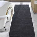 LOCHAS Luxury Bathroom Rug Shaggy Bath Mat 24 x 70 Inch, Dark Grey | Washable Non Slip Bath Rugs for Bathroom Shower, Soft Plush Chenille Absorbent Carpets