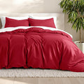 Bare Home Bedding Duvet Cover Full Size - Premium 1800 Super Soft Collection - Lightweight, Cooling Duvet Cover - Soft Breathable Bedding (Full, Red)