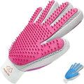 Pet Grooming Glove, 2 in 1 Glove with De-shedding and Hair Remover for Cat & Dog, No More Shedding and Flying Hairs (Pink, Right Hand)