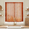 Sutuo Home Terracotta Boho Kitchen Curtains 54 inches Long, Burnt Orange Cottagecore Semi Sheer Privacy Crochet Vintage Tassels Bohemian Lace Window Curtains for Nursery Rod Pocket, 2 Panels 50" W