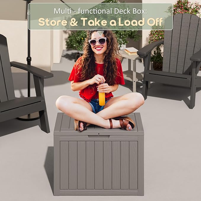 45 Gallon Outdoor Storage Box, All-Weather Deck Box for Patio Furniture, Package Deliveries, Garden Tools, Pool Supplies & Cushions, Grey
