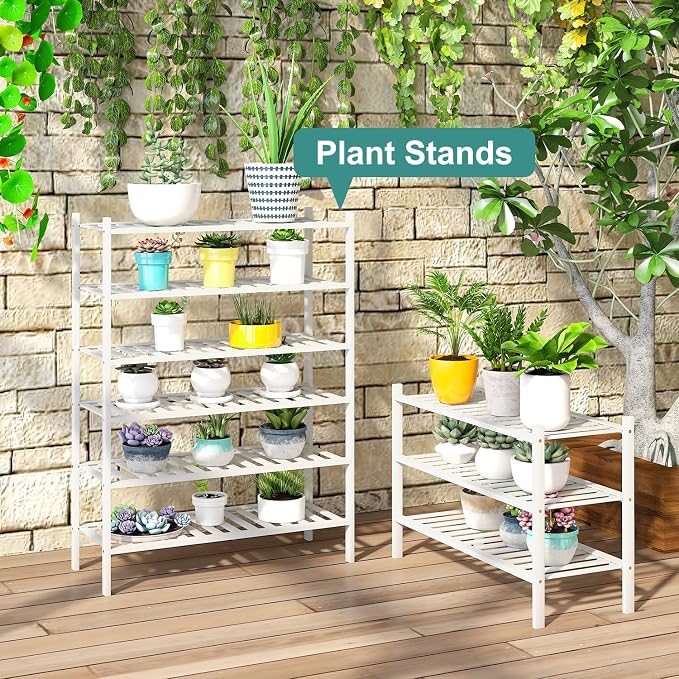 viewcare White Shoe Rack, 3-Tier Bamboo Wood Shoe Rack for Closet, Entryway & Hallway, and Stackable Shoe Shelf Storage Organizer for Indoor and Outdoor