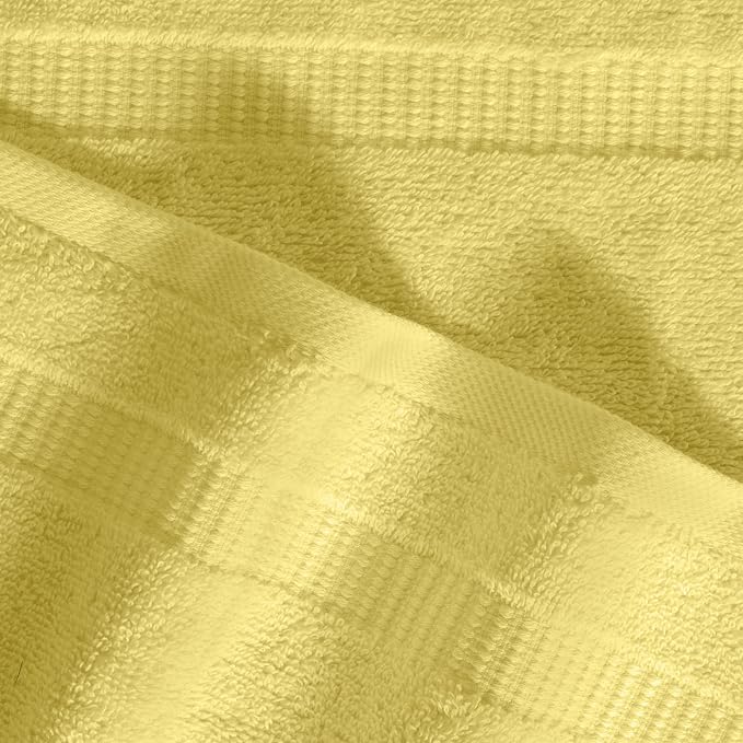 SALBAKOS 12-Piece 100% Turkish Cotton Washcloths and Face Towels, Yellow | 13x13 in Standard Size Small Towel, Multi-use Bathroom & Kitchen, Thick Super Soft Absorbent Durable, Oeko-Tex Made in Turkey