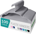 NEATERIZE Clothes Hangers Plastic 100 Pack for Adults - Plastic Hangers, The Perfect Coat Hanger and Space Saving Clothes Hangers for Closet - Grey Hangers