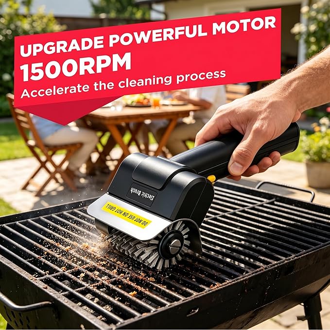 Electric BBQ Grill Brush, Rechargeable Grill Cleaning Brush with High-Speed Motor, Replacement Brush, Heavy Duty Stainless Steel Bristles, Automatic Barbecue Grate Cleaner Tool,Perfect BBQ Accessories