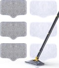 Steam Mop Pads with Washable and Reusable, 6 Pack Replacement, 2 Material Types Accessories Compatible With Steamer Mop for Cleaning Floors and Carpets, White and Gray