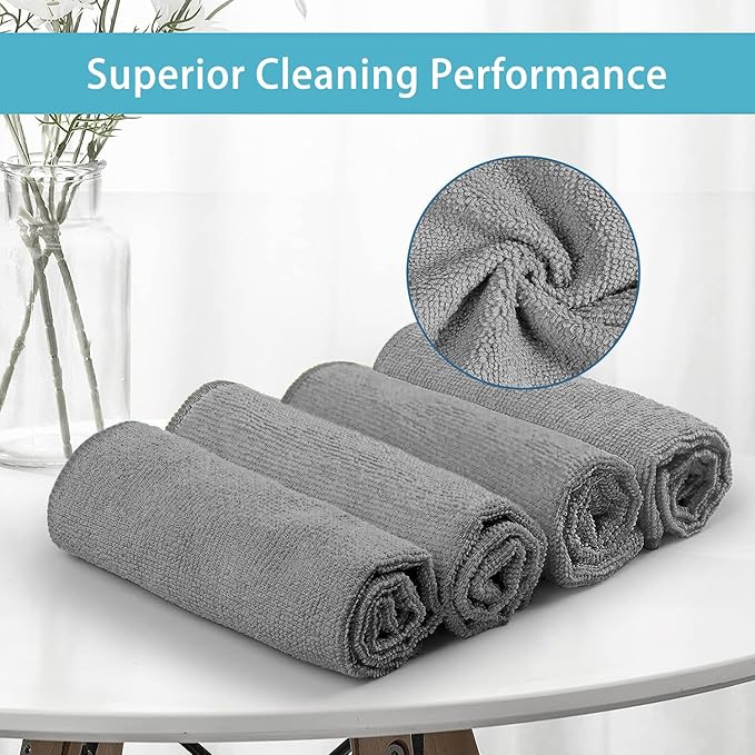 HOMEXCEL Grey Microfiber Cleaning Cloth 600 Pack, Microfiber Towel for Cars, Lint Free, Scratch-Free, Highly Absorbent, and Cleaning Rags for House, Window and Glass, Cars, TV Screen 11.5 X11.5 inch