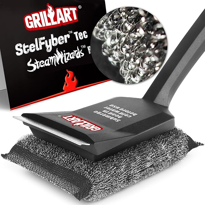 GRILLART Grill Brush Bristle Free, SteamWizards [Safe & Efficient] Grill Cleaner Brush for All Grill Grates, Replaceable Pad BBQ Grill Brush for Outdoor Grill, Grill Accessories, Gifts for Men/Dad