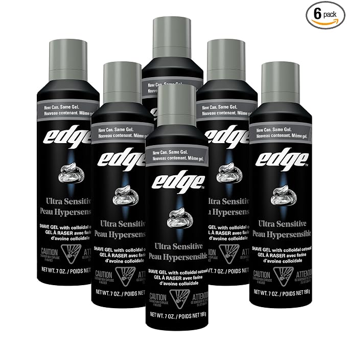 Edge Shaving Gel for Men, Ultra Sensitive with Colloidal Oatmeal, (6 Pack) - Shave Gel For Men That Moisturizes, Protects and Soothes To Help Reduce Skin Irritation