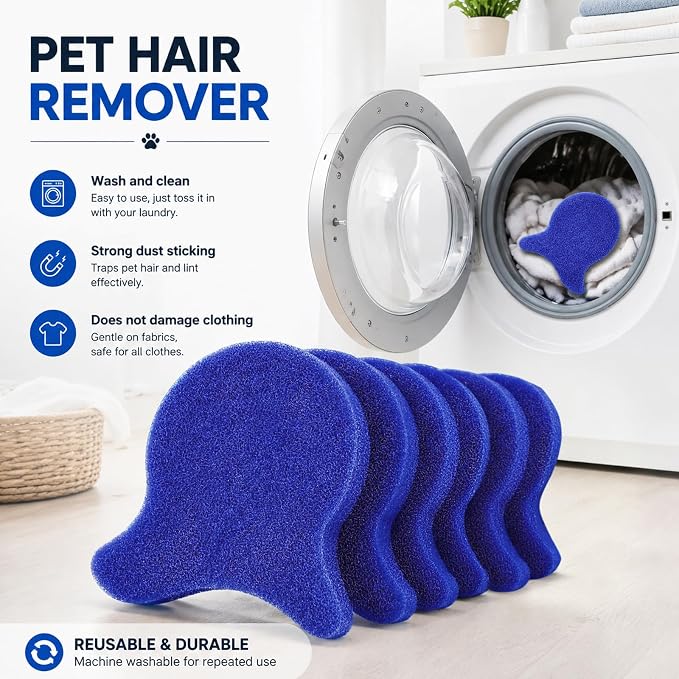 Pet Hair Remover for Laundry, Reusable Pet Hair Catcher(6PC,Black) | Traps Dog & Cat Fur for Washer & Dryer, Reduce Lint & Dander from cloth, Must-Have Pet Hair Remover Tool