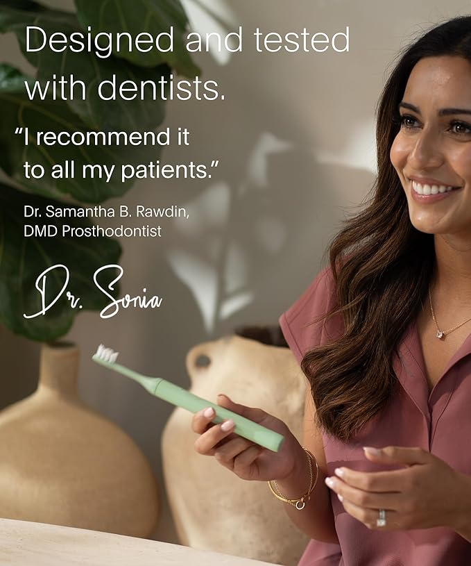 SURI Recyclable Plant-Based, Electric Toothbrush Heads - Long Lasting Replacement Heads | Compatible Only Sonic Electric Toothbrush - Winter Fern, Pack of 3