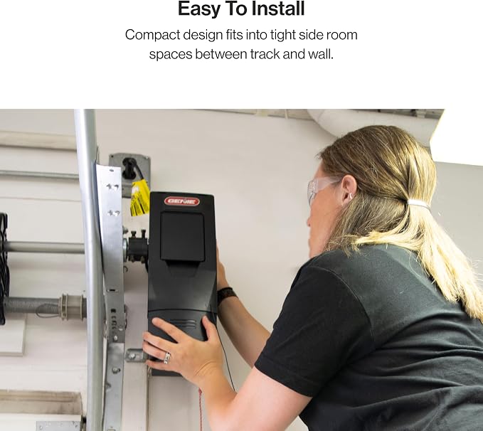 Genie 6172H-O Wall Mount Smart Garage Door Opener with Aladdin Connect, Wall Mounted Compact Space Saving Opener | Ultra-Quiet, Compact Space Saving Design, Aladdin Connect Wi-Fi, Works with Alexa, Wireless Wall Console, Side Mount Opener
