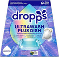 Dropps UltraWash Plus Dishwasher Detergent Pods, Unscented (64 Ct) Free & Clear | Triple Action | Built In Rinse Aid | Cuts Grease & Stuck-On Food | Sparkling Dishes | Residue-Free | Clean Ingredients
