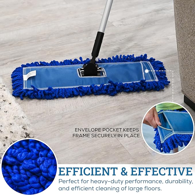 Kleen Handler 18 inch Microfiber Dust Mop | Small Washable Commercial Mop Head Replacement, Pack of 3