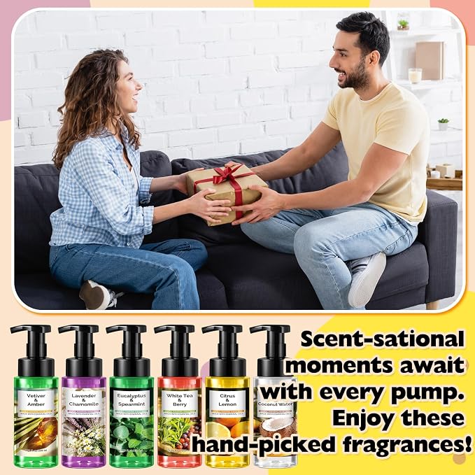 6 Pack Natural Foaming Hand Soap with Pump Care Moisturizing Liquid Fresh Flavor Foam Hand Wash Employee Appreciation Gift for Kitchen Bathroom Family Teacher Doctor 8.75 Fl oz
