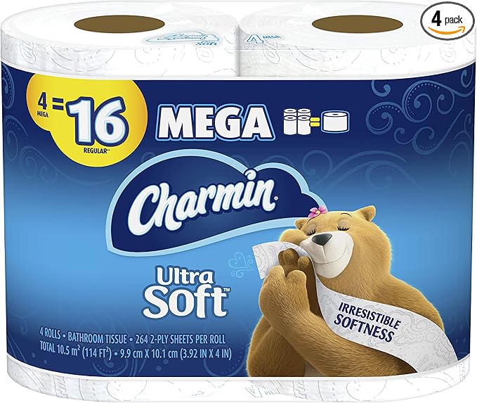 Charmin Ultra Soft Toilet Paper, 4 Mega Rolls