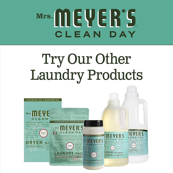 MRS. MEYER'S CLEAN DAY Liquid Fabric Softener Bottle, Basil Scent 32 Fl oz (Pack of 4)