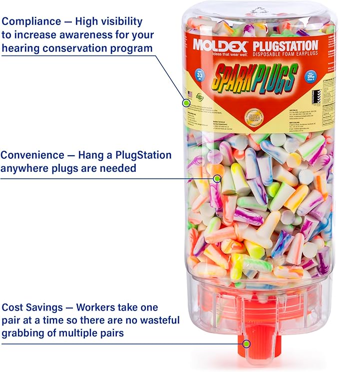 Moldex SparkPlugs PlugStation Earplug Dispensers, 500 Pairs/Dispenser