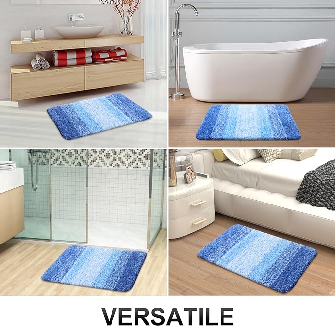 OLANLY Large Bathroom Rugs Mat 50x30, Extra Soft Absorbent Microfiber Bath Rugs, Rubber Backing, Quick Dry, Washable Bath Mats for Bathroom, Tub and Shower, Home Decor Accessories, Light Royal Blue