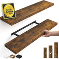 BAYKA Floating Shelves, 35.4 inches Long Wall Mounted Rustic Wood Shelves for Bathroom, Bedroom, Living Room, Kitchen, Office, Hanging Shelf for Books/Storage/Decor(Rustic Brown,Set of 2)
