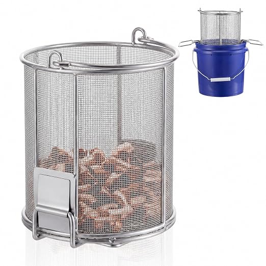1 Pcs 1/32″ Mesh 2 Gallon Dip and Drain Stainless Steel Part Cleaning Strainer Basket for Buckets Swing Handle for Mechanics Auto Parts Washing Garage Shop Home Workshop, Bucket Not Included