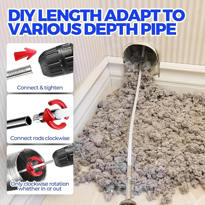 Holikme Dryer Vent Cleaner Kit - 20Ft Flexible Lint Brush for Deep Cleaning | Dryer Vent Cleaner Brush with Drill Attachment, Removes Years of Lint Buildup, Improves Airflow, Faster Drying & Fire Safety