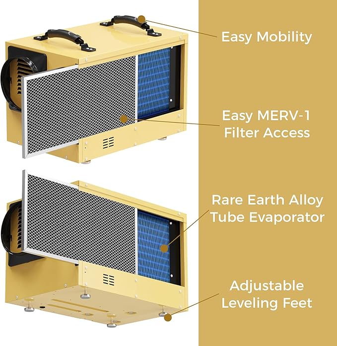 ALORAIR 120 PPD Commercial Dehumidifier, with Drain Hose for Crawl Spaces, Basements, Industry Water Damage Unit, cETL Listed, Compact, Portable, Auto Defrost, Memory Starting, 6 Years Warranty