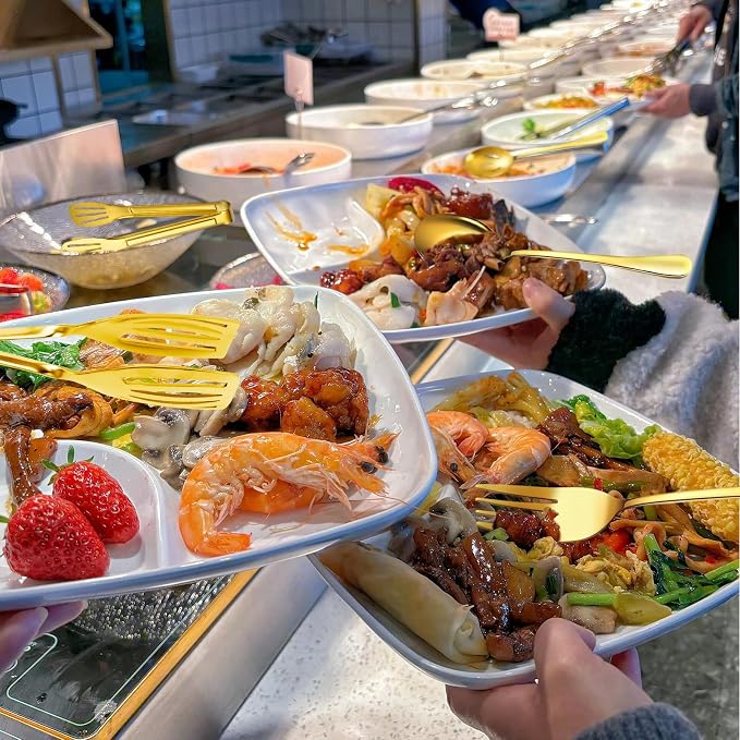 20 PCS Serving Utensil Set - Stainless Steel Complete Buffet Catering Utensils for Summer BBQ, Grilling, Picnic, Parties & Family Gatherings - Outdoor Serving Set (Gold)
