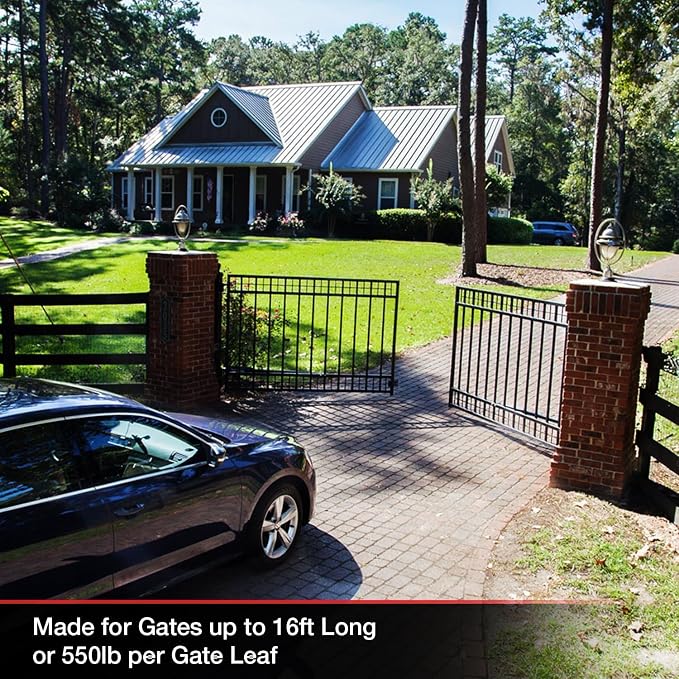 Mighty Mule MM372W-A Dual Gate Opener, Smart and Solar Ready, Includes Gate Opener Installation Ruler and More, Up to 16ft Long or 550lb per Leaf, Upgraded Gate Opener Kit