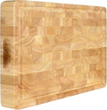 End Grain Cutting Board, Extra Large & Thick, End Grain Built-In Compartment and Juice Canal, Heavy Duty Chopping Board, Thick Carving Board for Bread Fruits Meat (20x15 Inches)