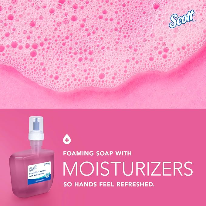 Scott Professional Foam Hand Soap with Moisturizers (91592), 1.2 L, Foaming, Pink, Floral Scent, Automatic Refills, for Kimberly-Clark Professional ICON Dispensers (2 Bottles)