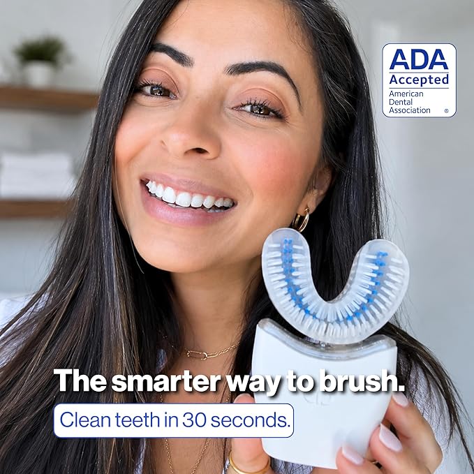 Autobrush Sonic Pro Electric Toothbrush – Only ADA Accepted U-Shaped Brush, Clinically Proven Up to 5.1X Better Cleaning, 30-Second Full Mouth 360 Clean, Rechargeable, Waterproof, Black, Women's Small