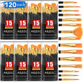 AROIC Acrylic Paint Brush Set,8pack/120pcs Nylon Hair Acrylic Paint Brushes,Oil Watercolor Rock Face Paint Brushes, Artist Craft Paint Brush Supplies, for All Purposes Kids Adult Painting.