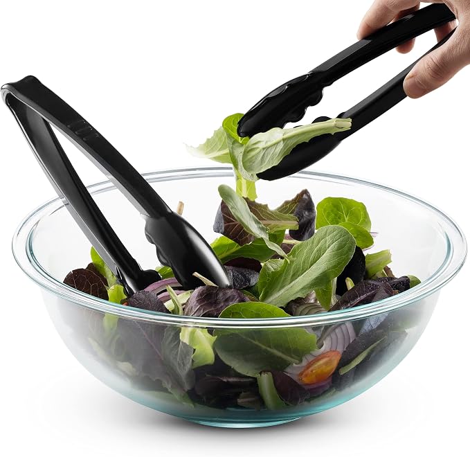 Plastic Tongs for Serving (Pack of 36) 9 Inch - Heavy-Duty Hard Plastic Reusable or Disposable Serving Tongs for Catering, Dinner Parties, Banquets, Buffets, Events, Weddings and Everyday Use, Black