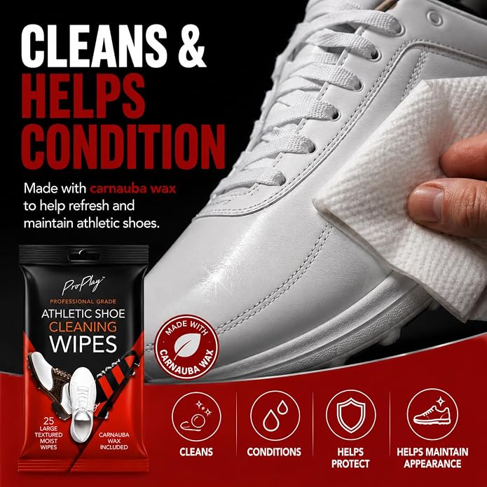 Athletic Shoe Cleaning Wipes | Repels Water from Shoes | Powerful Cleaner Removes Dirt, Grass, and Sand | Resealable